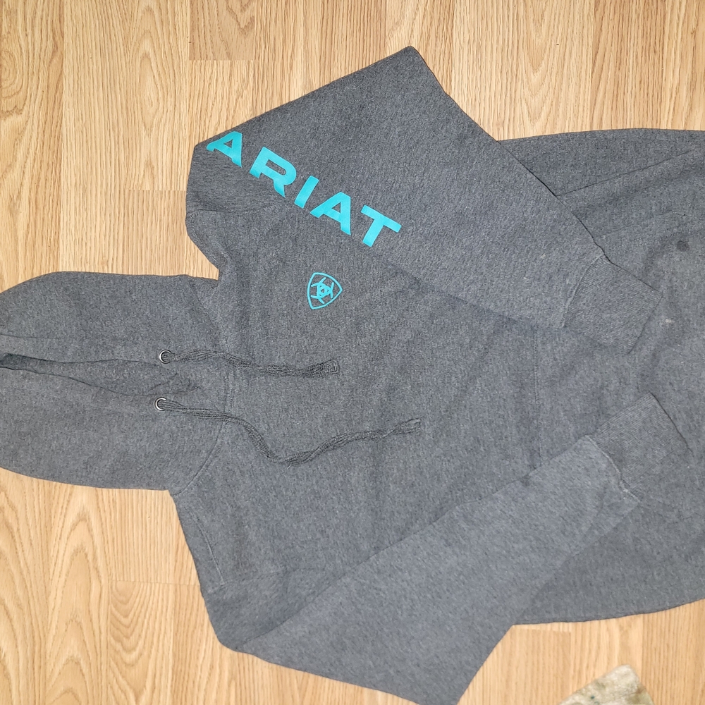 Ariat Gray Hoodie with Blue Logo
